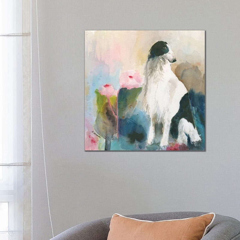 iCanvas "My Borzoi In My Garden" by Connie Collum Canvas Print - 26x26x1.5
