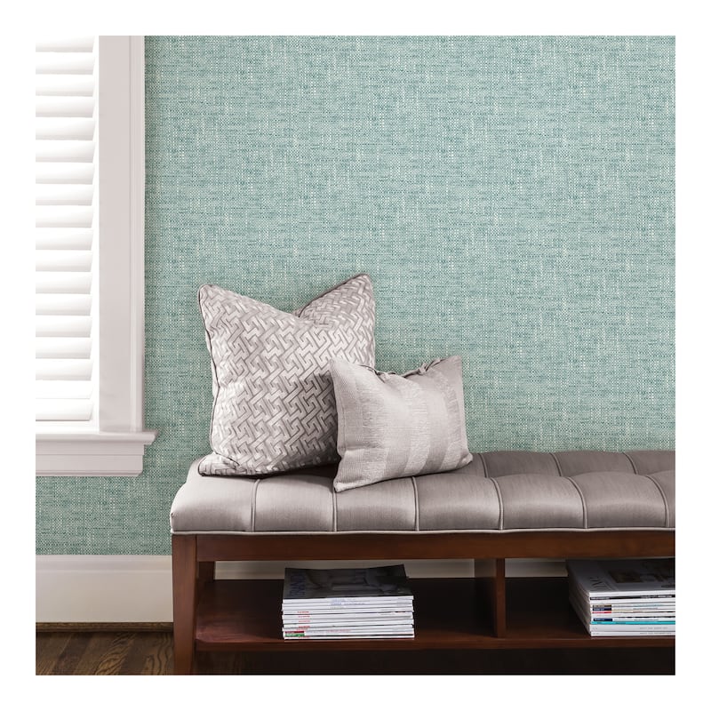 NuWallpaper Aqua Poplin Texture Peel & Stick Wallpaper - 216in x 20.5in x 0.025in