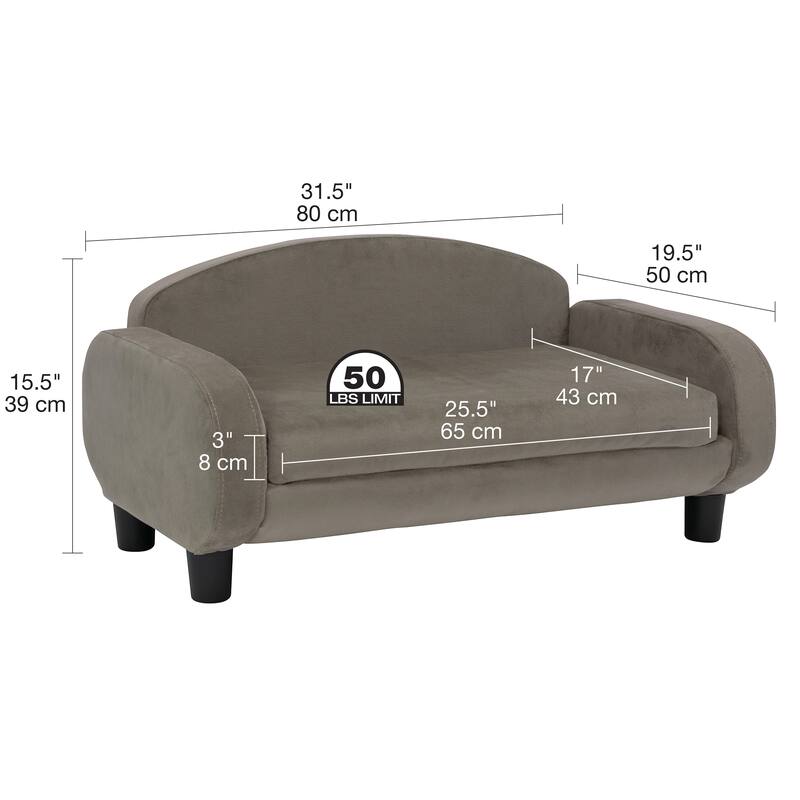 Paws & Purrs Modern Pet Sofa Bed Low-Back Lounger for Dogs & Cats – Removable Washable Mattress Cover