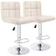 Bar Stools Adjustable Armless Swivel PU Leather Barstools Set of 2 - Beige