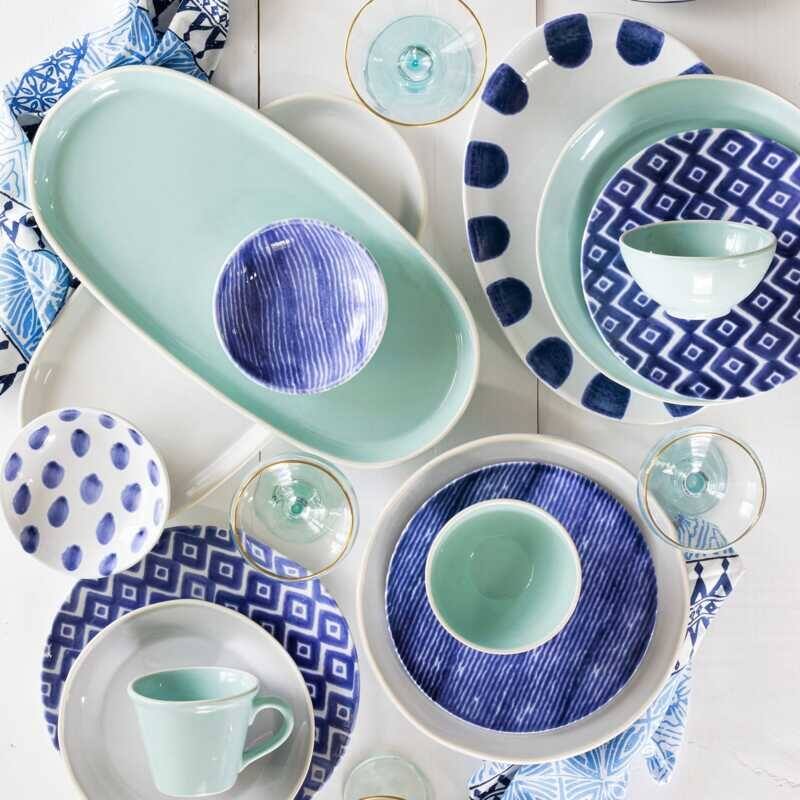 viva by VIETRI Santorini Stripe Salad Plate