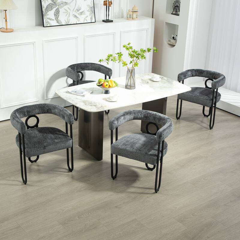 Fabric Upholstered Kitchen Side Dining Chair with Cushion, Backrest, Non Slip Feet for Dining Room Kitchen Living Room Bedroom