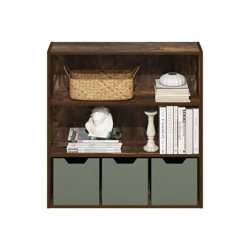 31.5 in. Tall Pine Wood 3-Shelf Bookcase