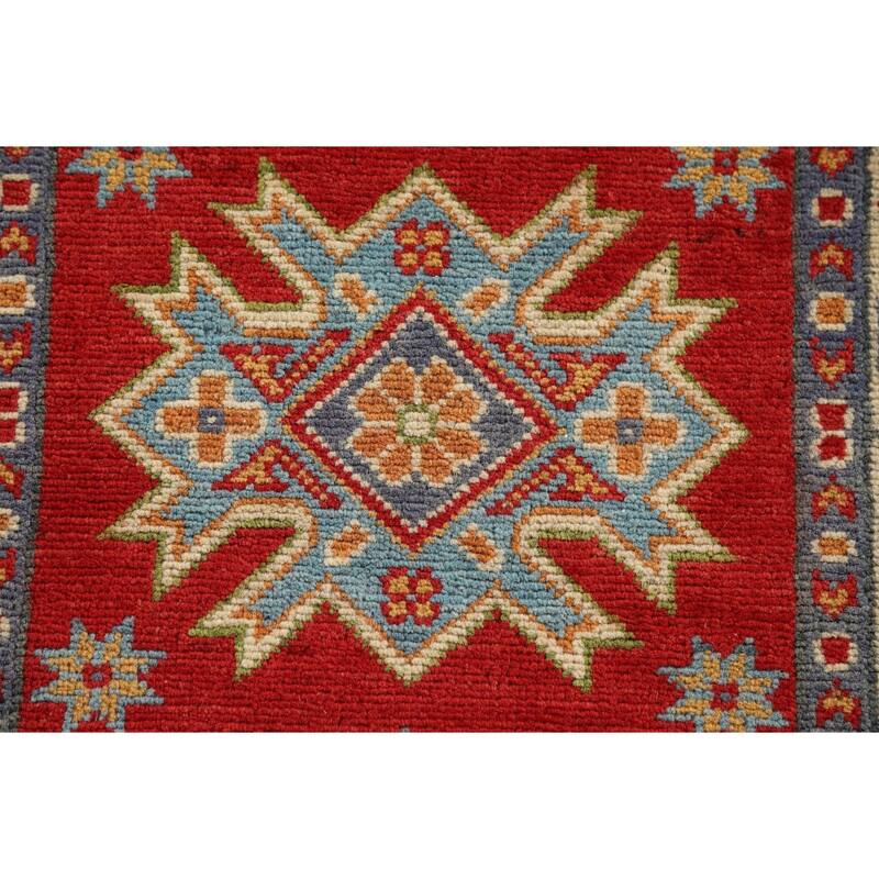 Red Traditional Kazak Foyer Rug Hand-Knotted Wool Carpet - 2'0" x 3'0"