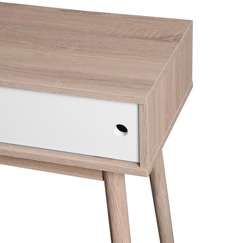 Natural Wood Entryway Console Table with 2 Sliding Doors, Storage Sofa Table for Hallway & Living Room