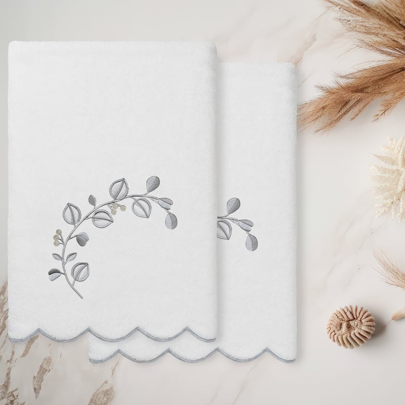 Authentic Hotel and Spa 100% Turkish Cotton WILD BRANCH Scallop Embellished Towel Collection