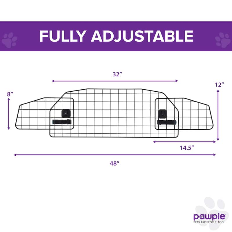 Pawple Dog Car Barrier for Tesla Model Y, Adjustable Large Pet Divider - Black - Black