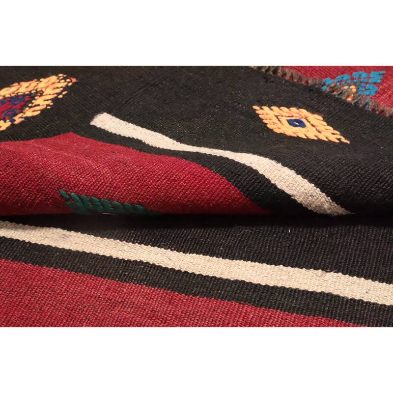 Hand Woven Oriental 100% Wool Carpet Southwestern Tribal Red Kilim Area Rug - 9' 7'' X 5' 10''