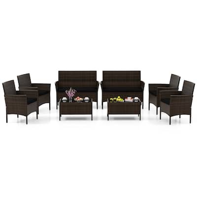 Costway 8 PCS Patio Furniture Set with Washable Cushions and Tempered - See Details