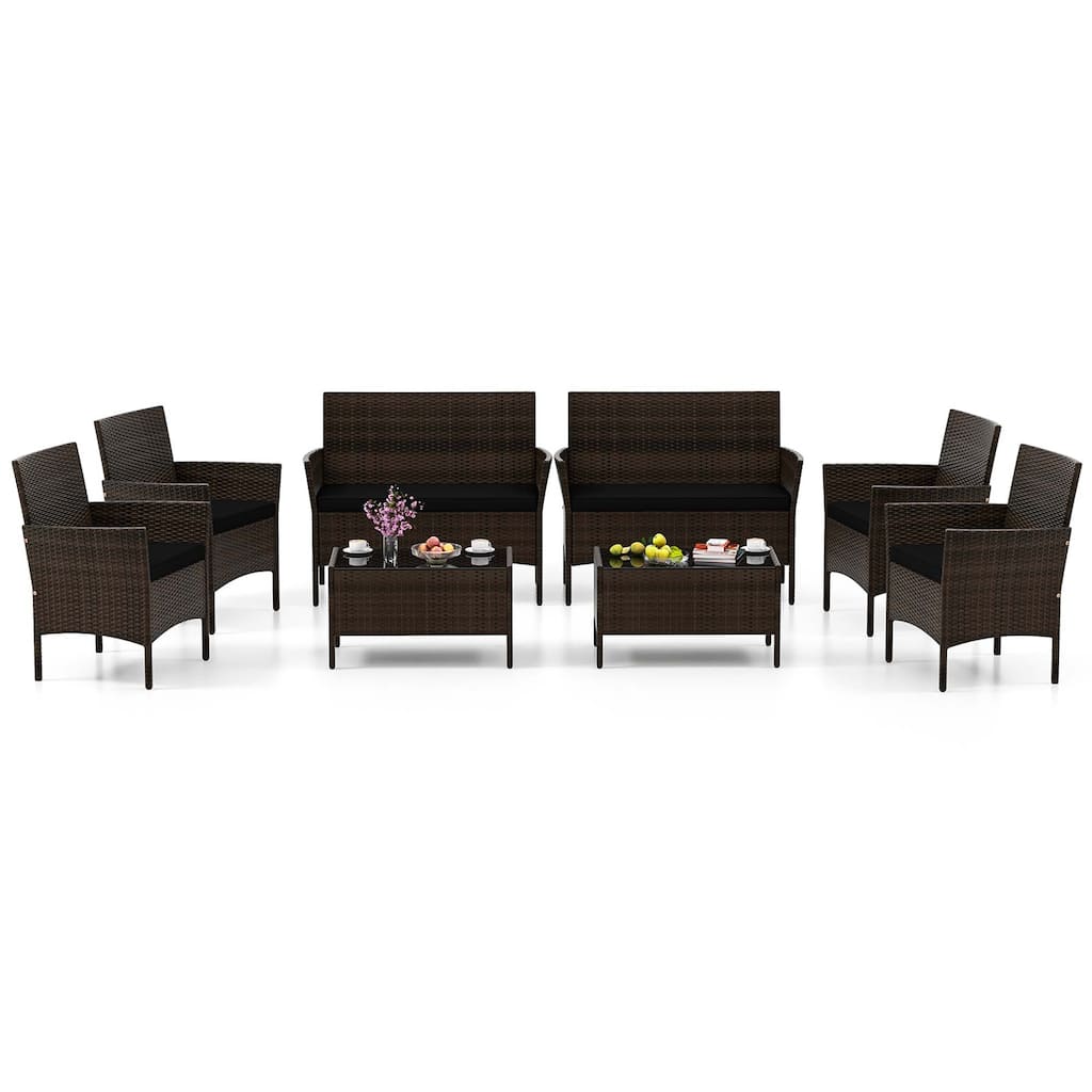 Costway 8 PCS Patio Furniture Set with Washable Cushions and Tempered - See Details