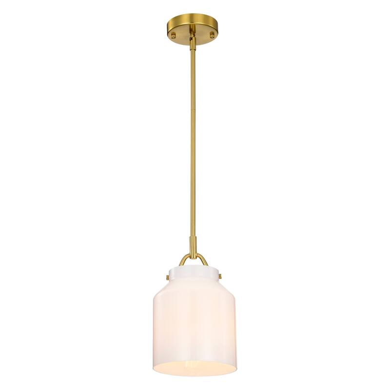 Magno Brass Pendant Light with Frosted Glass Lantern Shade - Brass-Frosted