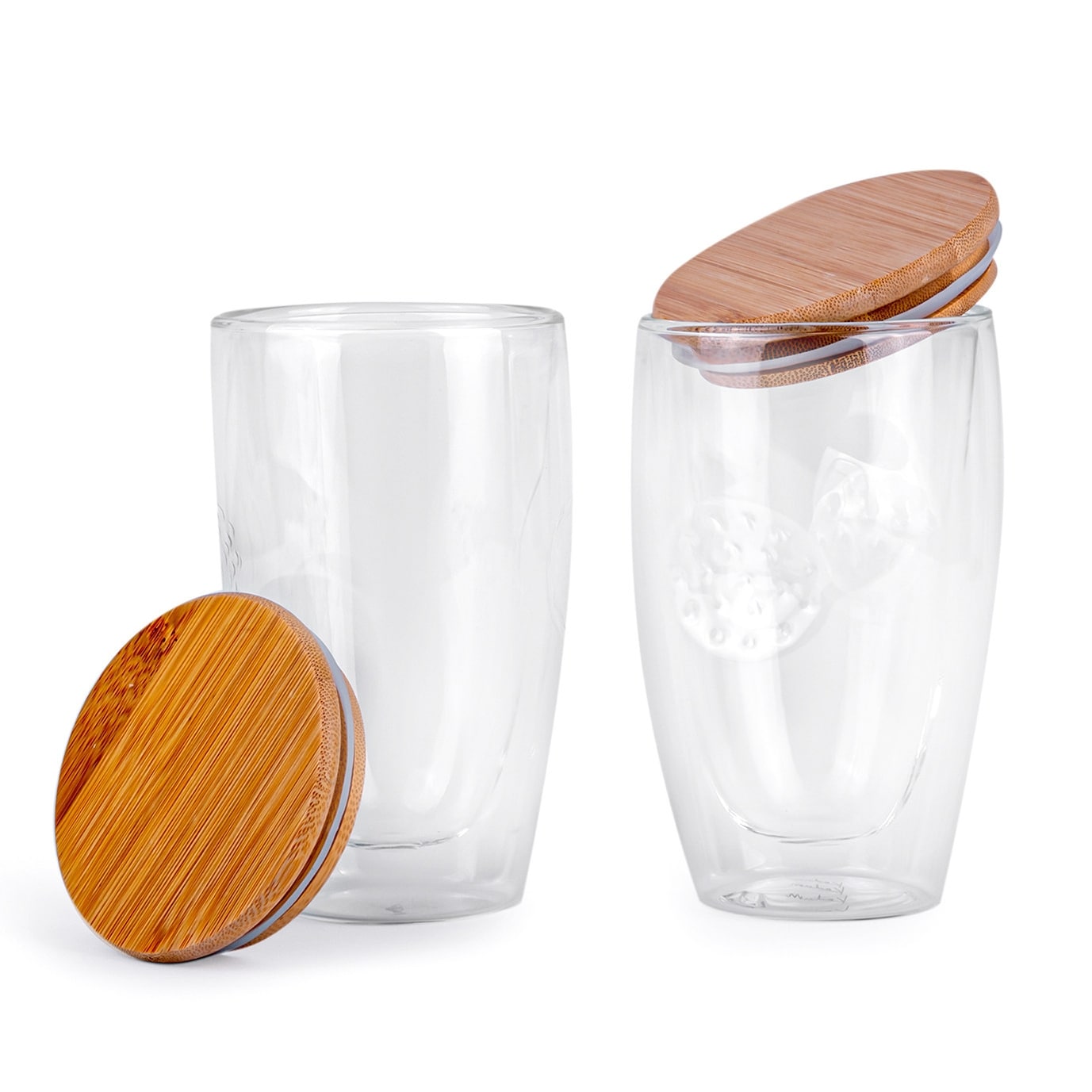 STP Goods Insulated Double Wall Glass Set of 2 w/ Bamboo Lids