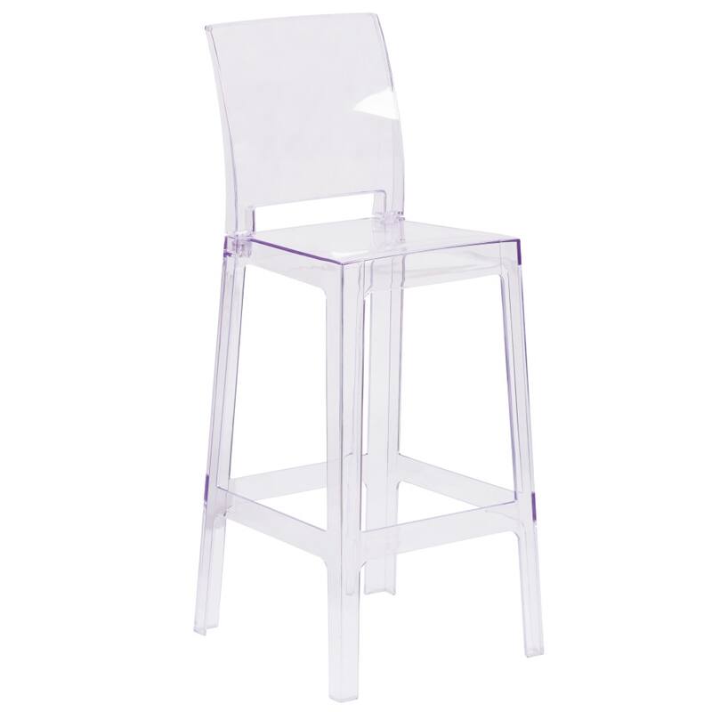 4 Pack Ghost Barstool with Square Back in Transparent Crystal - Wedding Chairs