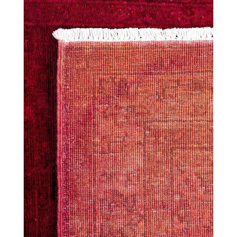Overton Hand Knotted Wool Vintage Inspired Modern Contemporary Overdyed Red Runner Rug - 2' 9" x 17' 7"