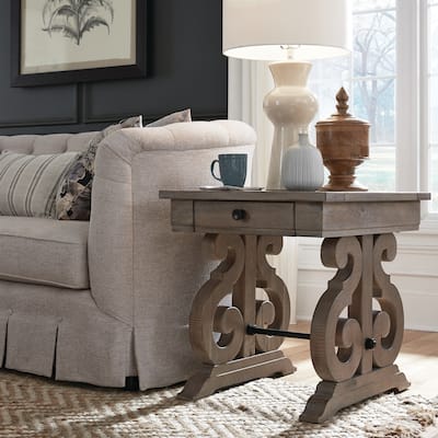 Magnussen Home Tinley Park Dove Tail Grey Rectangular End Table - 22''W x 26''D x 24''H