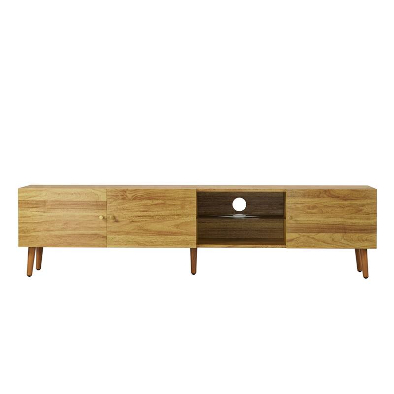 70 Inch Mid Century Modern TV Stand, TV Stand with Storage