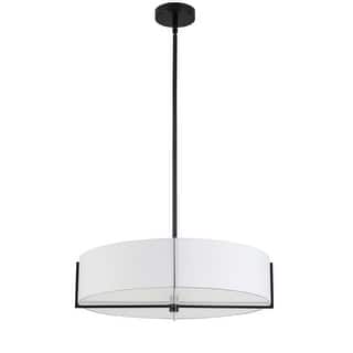 4 Light Pendant Light - Matte Black Finish with White Shade - Modern Ceiling Light Fixture - 20.75