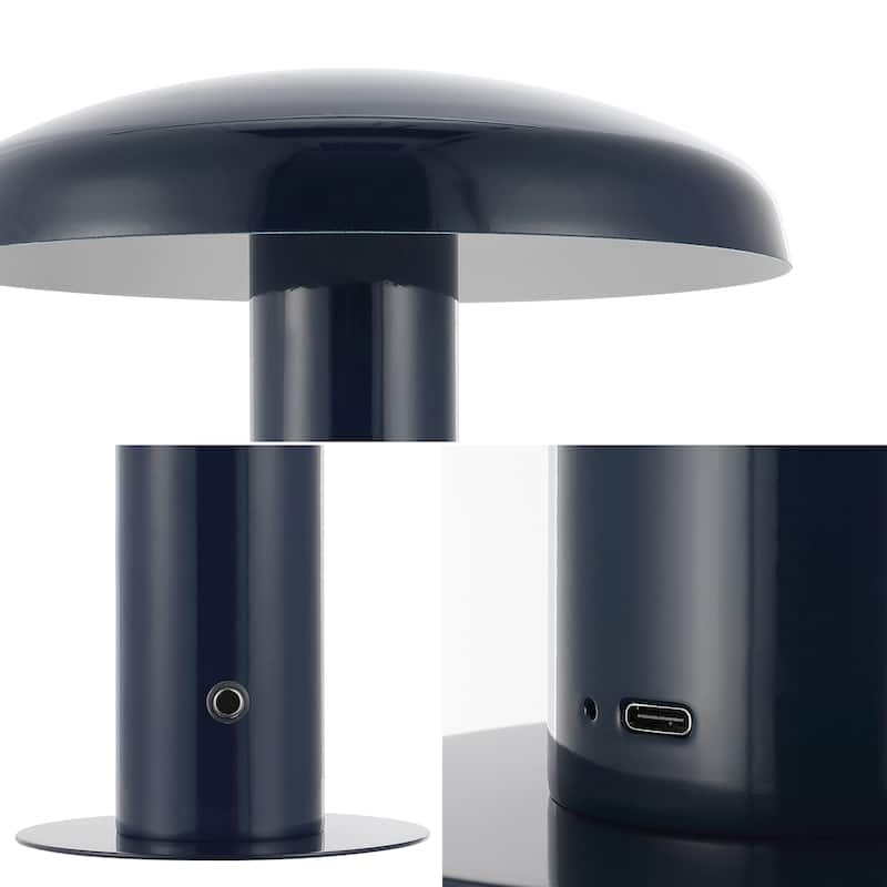 Boletus 11" Contemporary Bohemian Rechargeable/Cordless Iron Integrated LED Mushroom Table Lamp, by JONATHAN Y