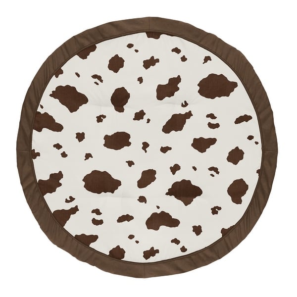slide 2 of 2, Wild West Cow Collection Boy Baby Tummy Time Playmat - Brown and Cream Western Southern Country Animal - Brown and Ivory