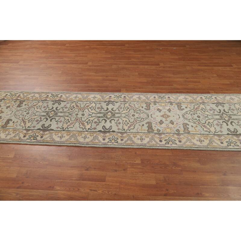 Oushak Oriental Runner Rug Hand-Knotted Transitional Wool Carpet - 2'6"x 9'9"
