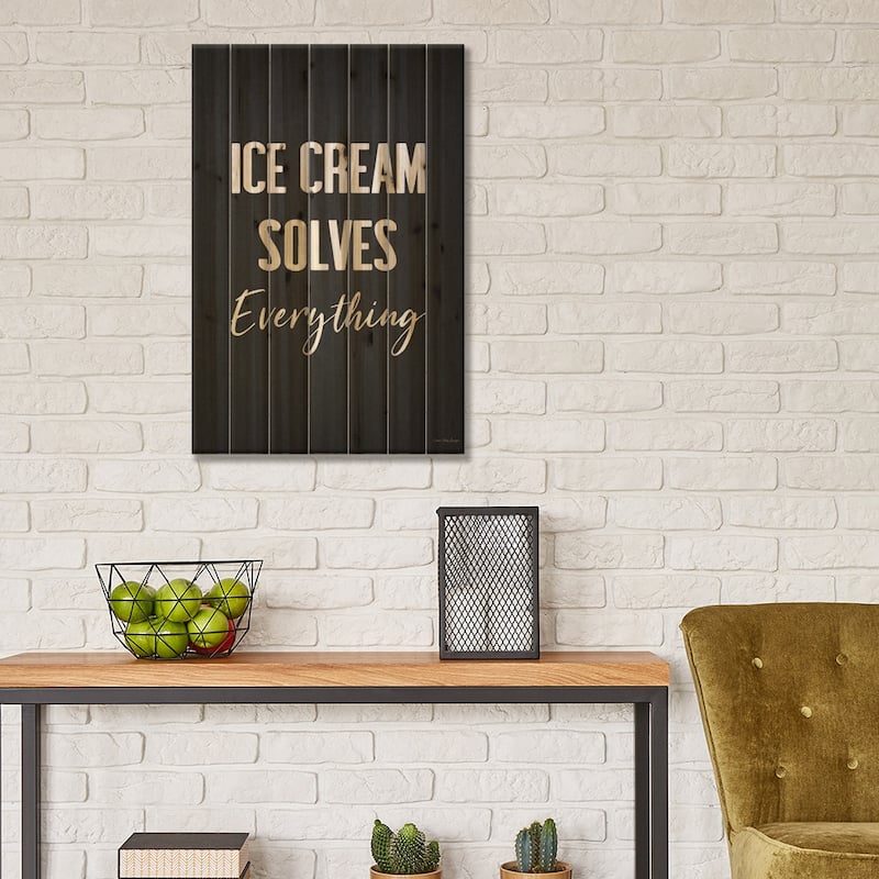 Ice Cream Solves Everything Print On Wood by Seven Trees Design - Multi-Color
