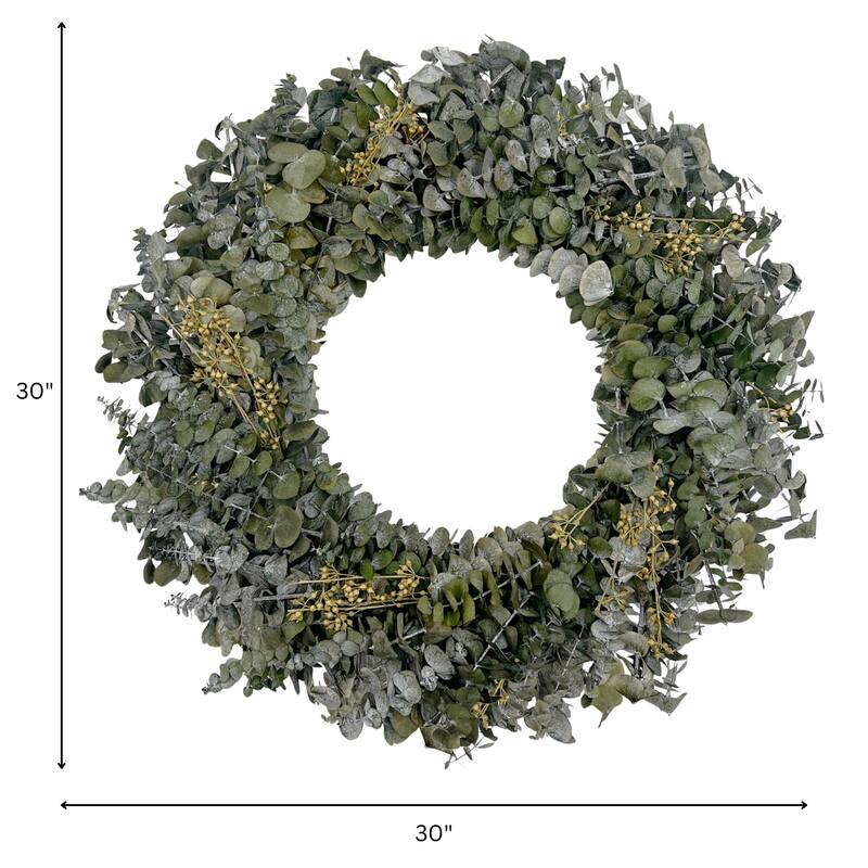 Preserved Eucalyptus Wreath – Natural Green Indoor Spring Door & Wall Décor