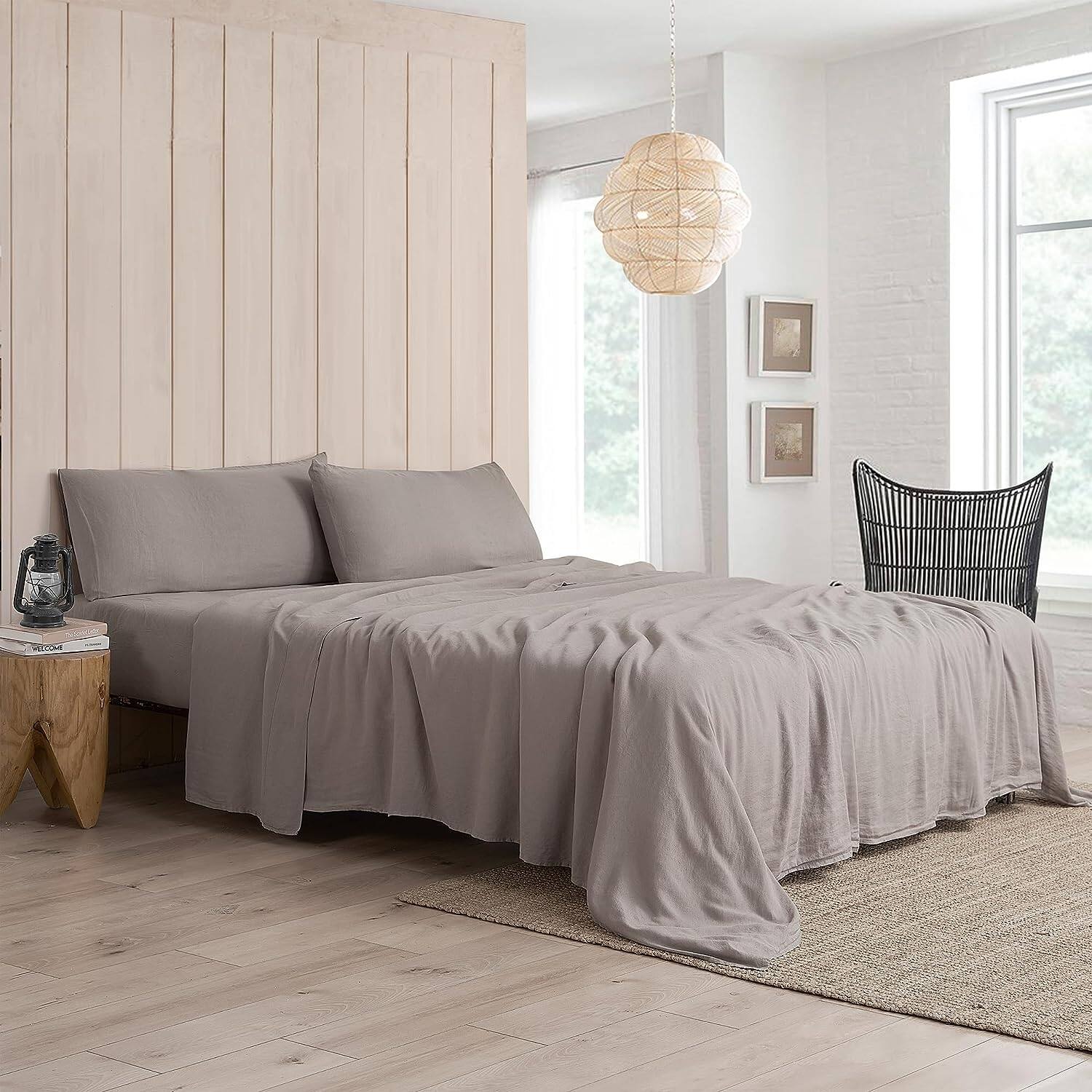 Dark Sky Reserve Bamboo Linen Sheet Set Portugal Made Driftwood