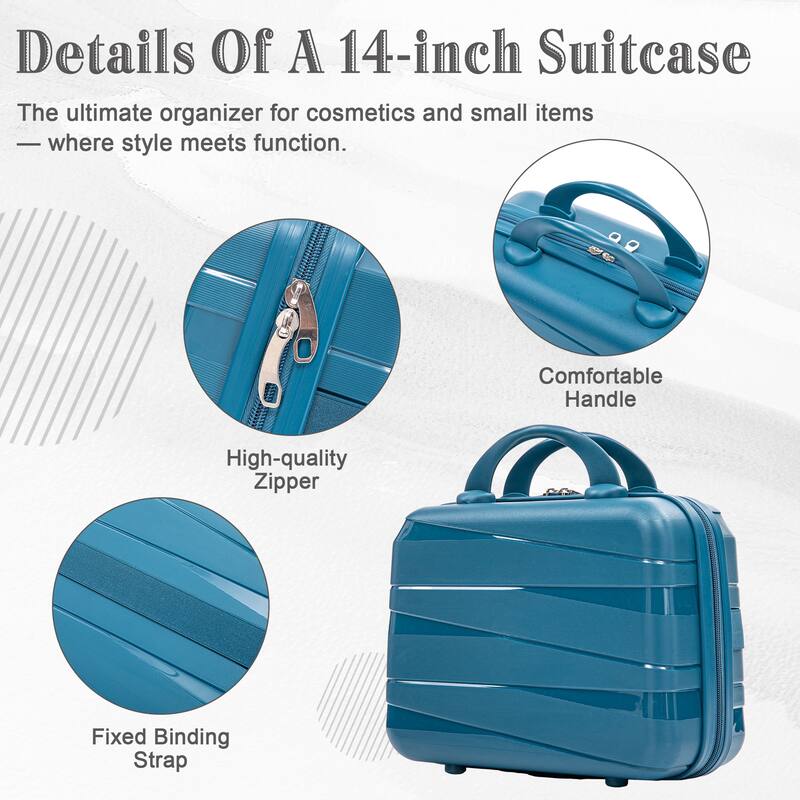 14IN 20IN 24IN 28IN 4 pcs/set in PP Spinner Wheel Luggage, Carry on Suitcase, Iron Pull Rod, Combination Password Lock