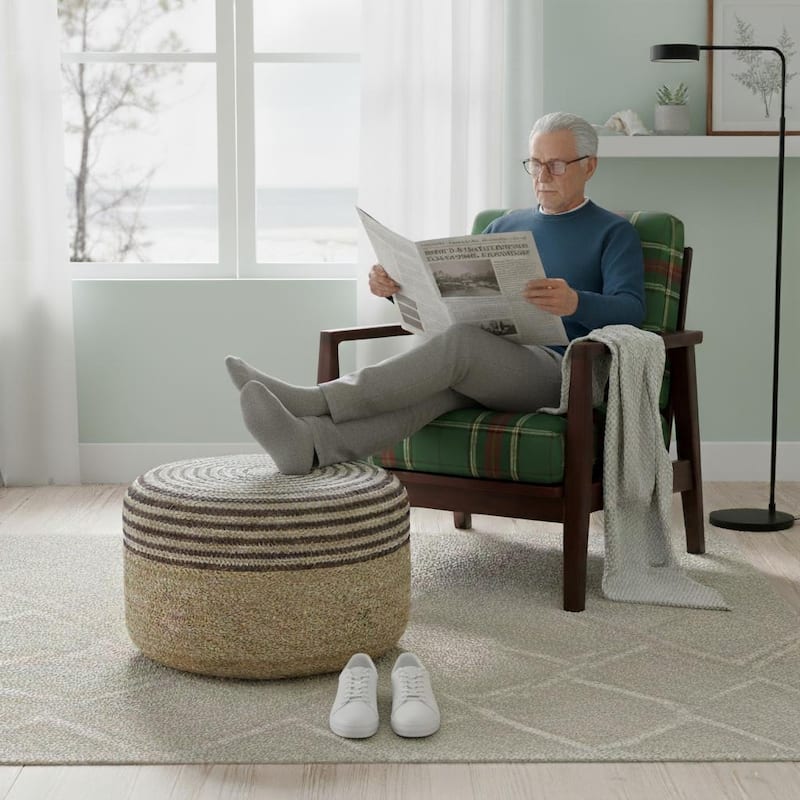 Made4Home Cera Natural Woven Ottoman Stool Multi-Function Accent Pouf