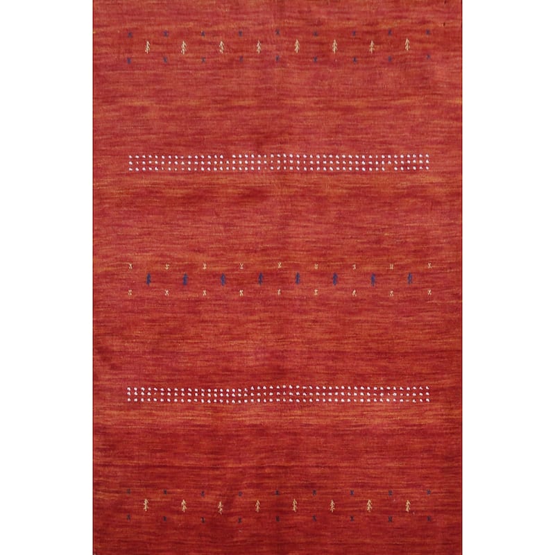 Gabbeh Indian Rug Handmade Orange Tribal Wool Carpet - 4'5" x 6'5"