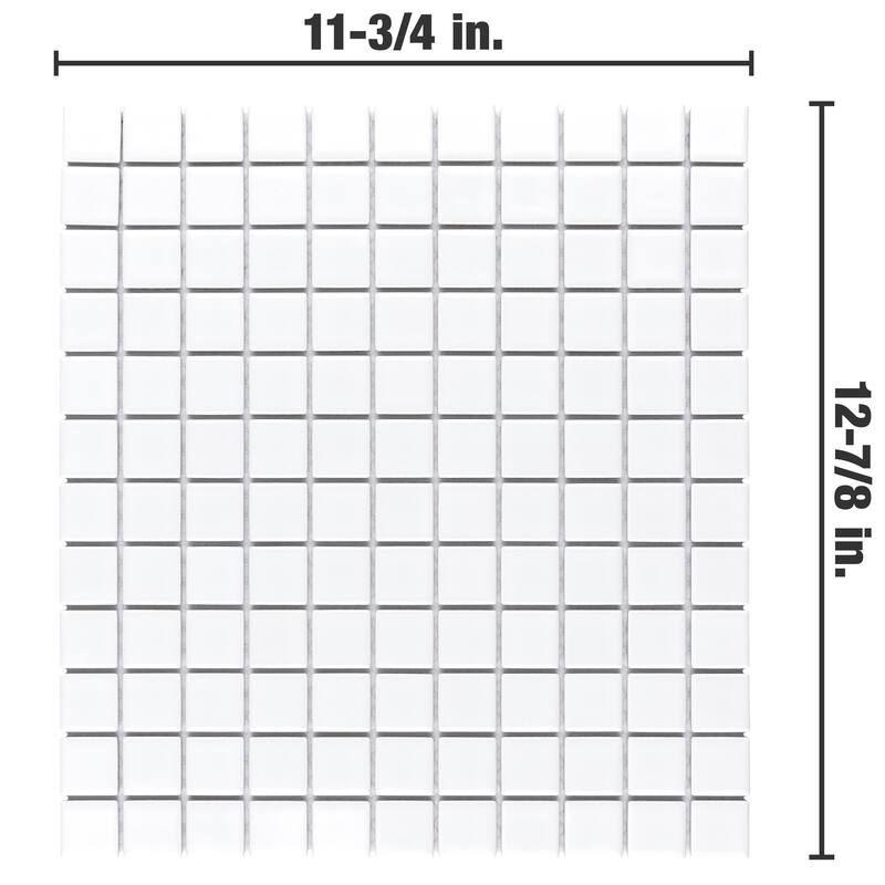 Merola Tile Metro 1" Square Glossy White 10-3/4" x 11-3/4" Porcelain Floor and Wall Tile