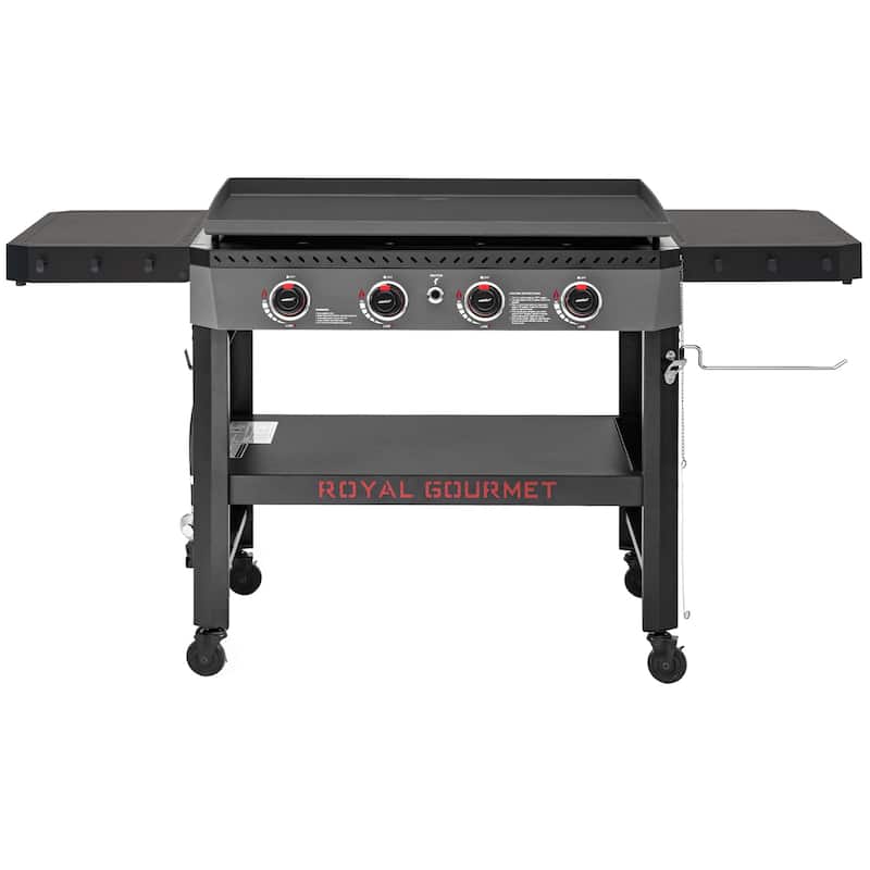 Royal Gourmet 34-Inch 4-Burner Gas Griddle with Side Shelves
