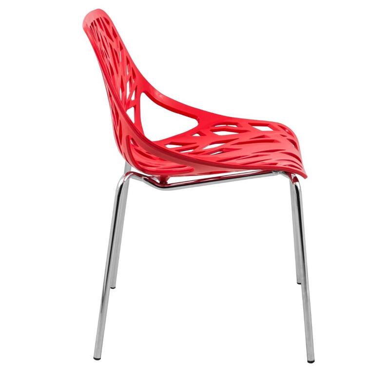 Asbury Stackable Dining Chair with Chrome Legs Side Chair with Modern Cut-Out Design Backrest