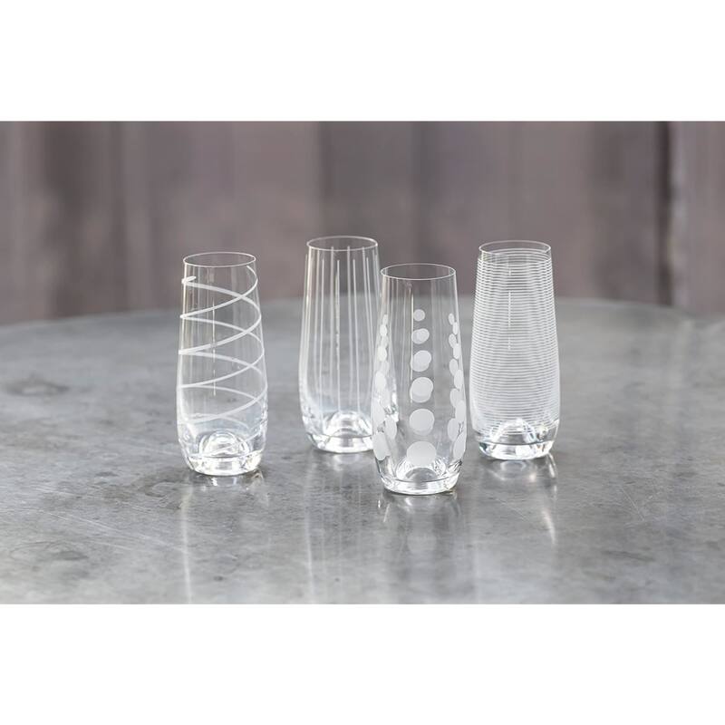 Mikasa Set of 4 Cheers Stemless Flutes - 7.5 Oz
