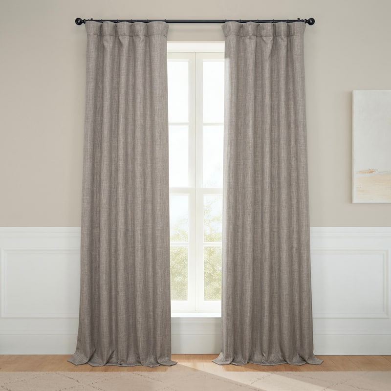Exclusive Fabrics Textured Faux Linen Room Darkening Curtains for Bedroom & Living Room Curtains (1 Panel) - 50 X 84 - Mink