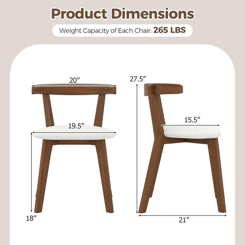 2/4PCS Wooden Dining Chairs Farmhouse Armless Upholstered Side Chairs