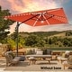 preview thumbnail 1 of 40, BONOSUKI 11.5x9FT LED Cantilever Patio Umbrella with 360 Rotation Red