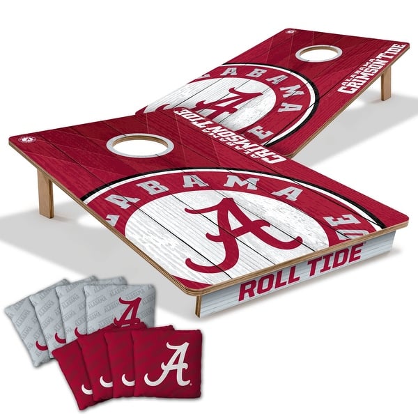 slide 2 of 7, Alabama Crimson Tide NCAA Tailgate Cornhole Board Set Include Carrying Case