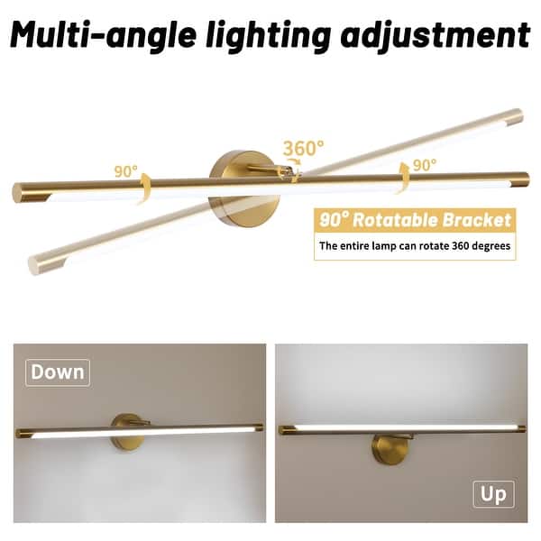 dimension image slide 5 of 8, Modern Rotatable Bathroom Vanity Light LED Bath Bar