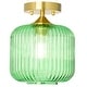 preview thumbnail 1 of 8, River of Goods Ignace Brushed Gold Metal 10-Inch Ceiling Light with Green Glass Globe Shade - 8" x 8" x 10.25" 8" x 8" x 10.25" - Green/Gold