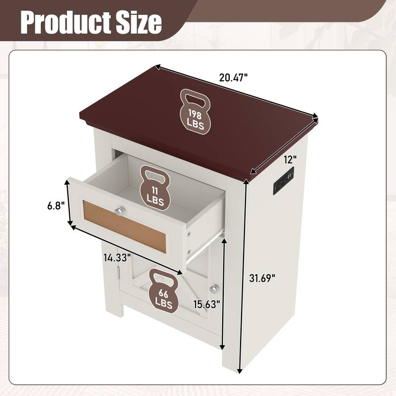 Anmytek Farmhouse 10-20 Gallon Aquarium Tank Stand with Power Outlets, Adjustable Shelves and Storage Cabinet