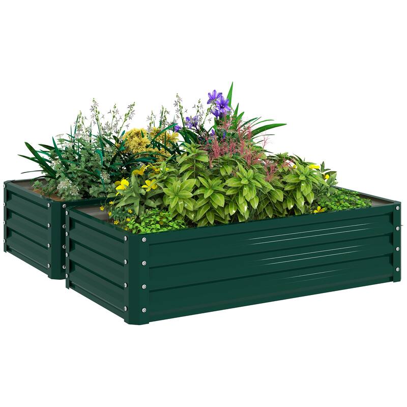 Outsunny Galvanized Raised Garden Bed, 4' x 2' x 1' Metal Planter Box, for Growing Vegetables, Flowers, Herbs, Succulents