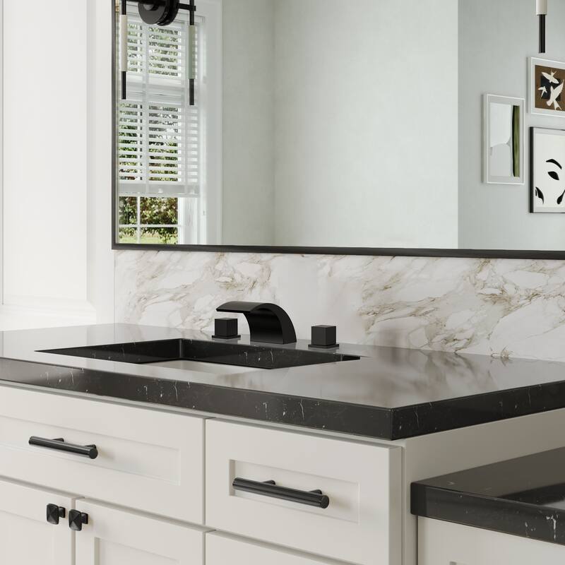 Widespread Bathroom Faucet 3 Hole, Double Handle Waterfall Bathroom Sink Faucet with Drain Assembly