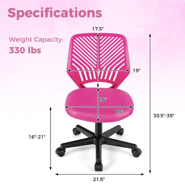 dimension image slide 1 of 4, Height-adjustable Ergonomic Kids Desk Chair with Universal Casters-Blue