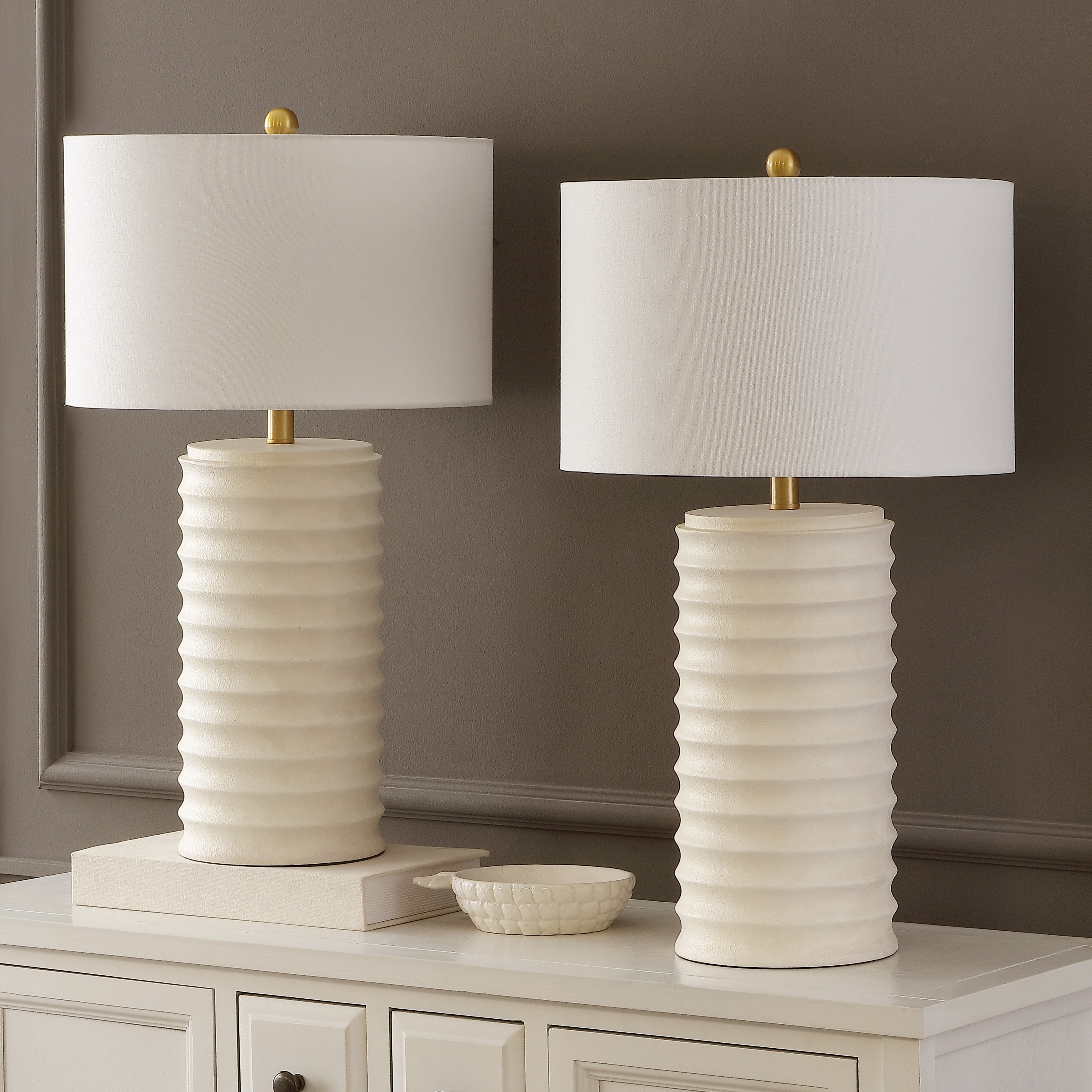 SAFAVIEH Lighting Teruyo Grey LED Table Lamps (Set of 2) - 16"x16"x28.5" - 16"W x 16"D x 29"H