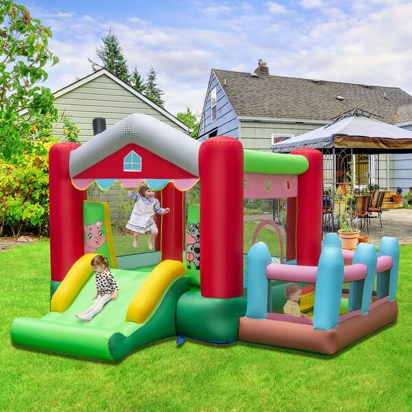 slide 2 of 8, 4-in-1 Inflatable Bounce House with Basketball Hoop and 480W Blower - 10.9 ft x 10.7 ft x 6.9 ft 10.9 ft x 10.7 ft x 6.9 ft