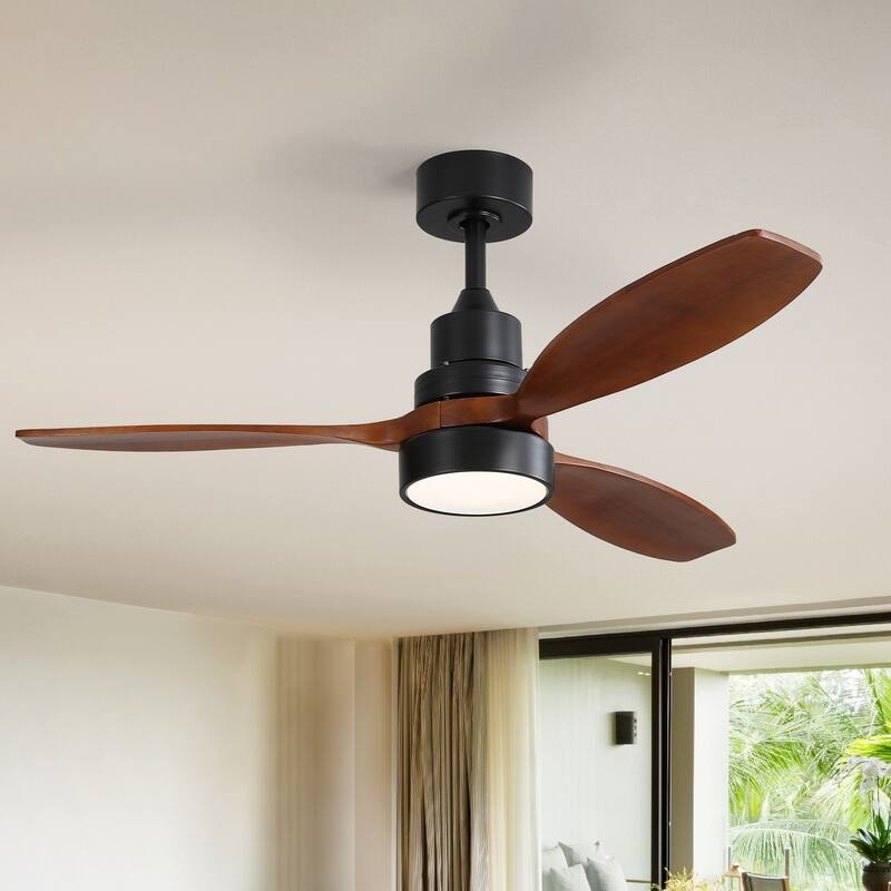 Sofucor 52" Indoor Wood Ceiling Fan Light with Remote, Integrated Light Optional