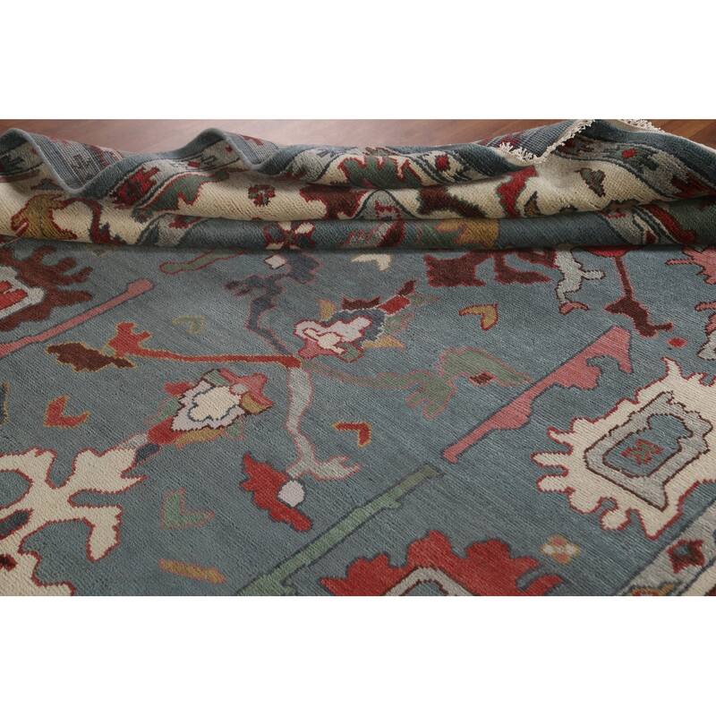 Blue Oushak Indian Area Rug Handmade Living Room Wool Carpet - 7'11"x 10'1"