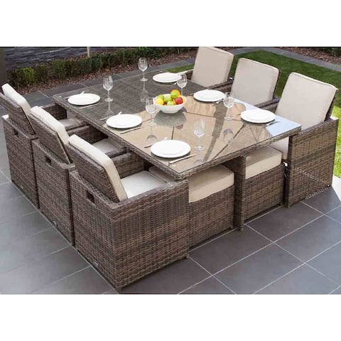 11-piece Patio Wicker Dining Set With Cushions by Moda Furnishings