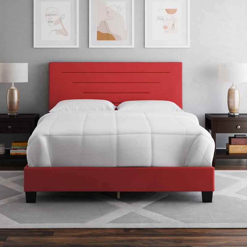 Boyd Sleep Luxembourg Faux Leather Bed Frame - Red - Queen